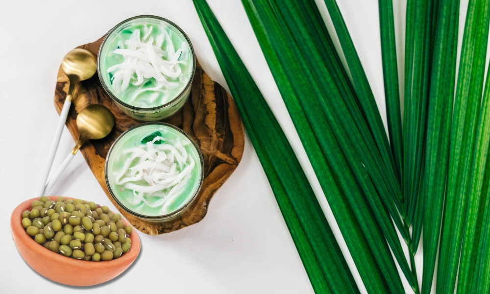 Alt text: Sữa đậu xanh lá dứa thơm ngon giải nhiệt