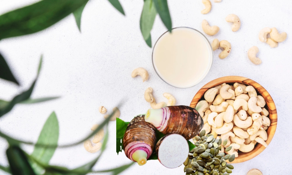 Alt text: Sữa hạt bí điều khoai môn bổ dưỡng