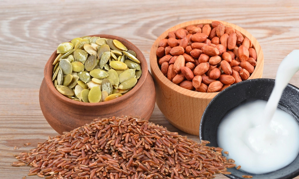 Alt text: Sữa hạt bí gạo lứt đậu phộng tốt cho sức khỏe