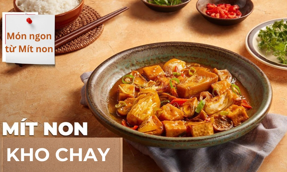 Món mít non kho chay hoàn thành