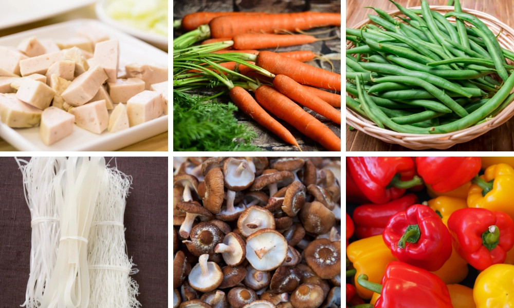 Nguyên liệu làm miến xào chay thập cẩm