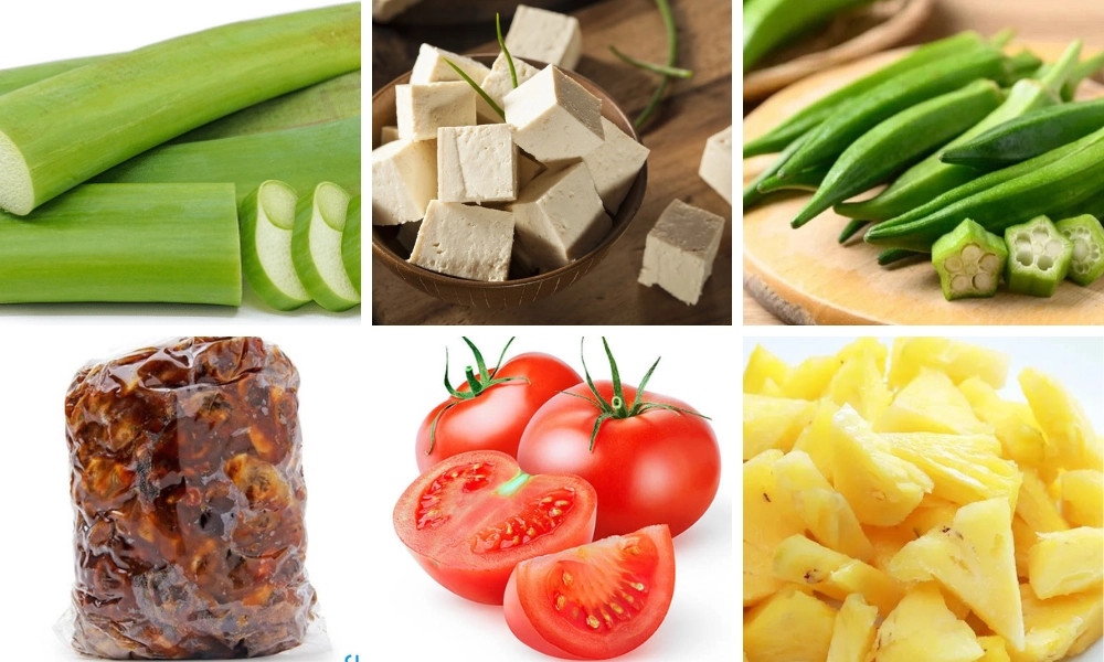 Nguyên liệu thực hiện canh chua chay đơn giản