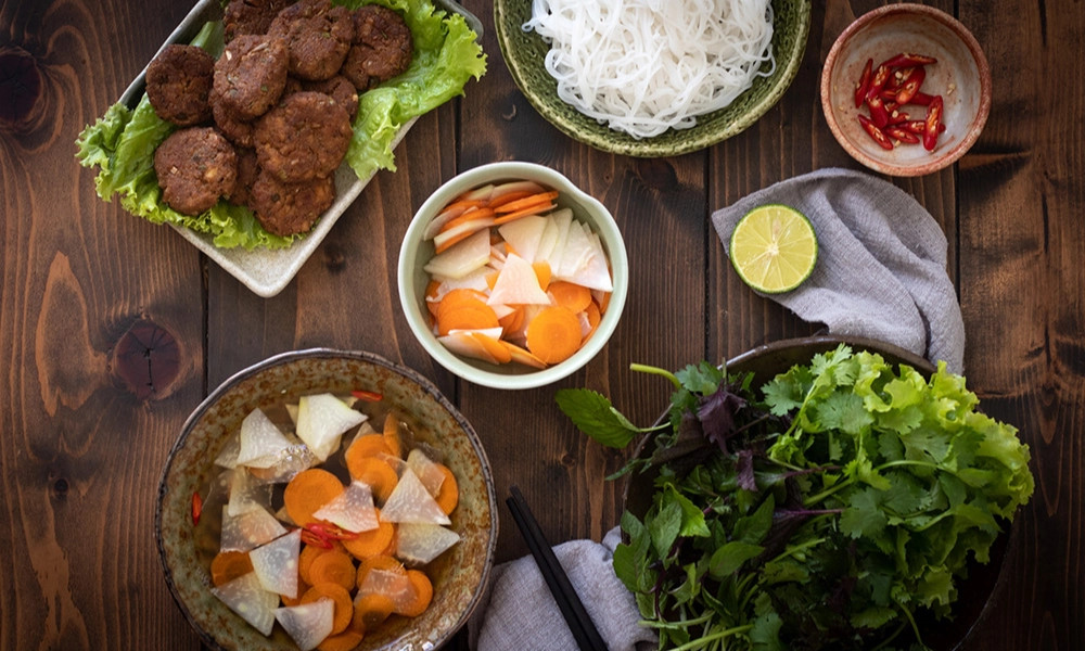 Thành phẩm bún chả chay